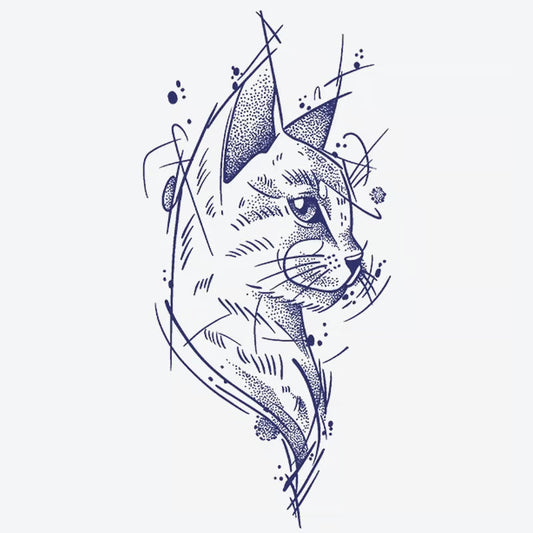 Cat Line Art Tattoo
