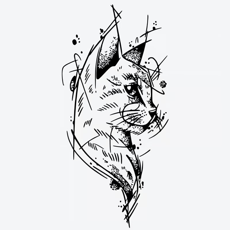 Cat Line Art Tattoo