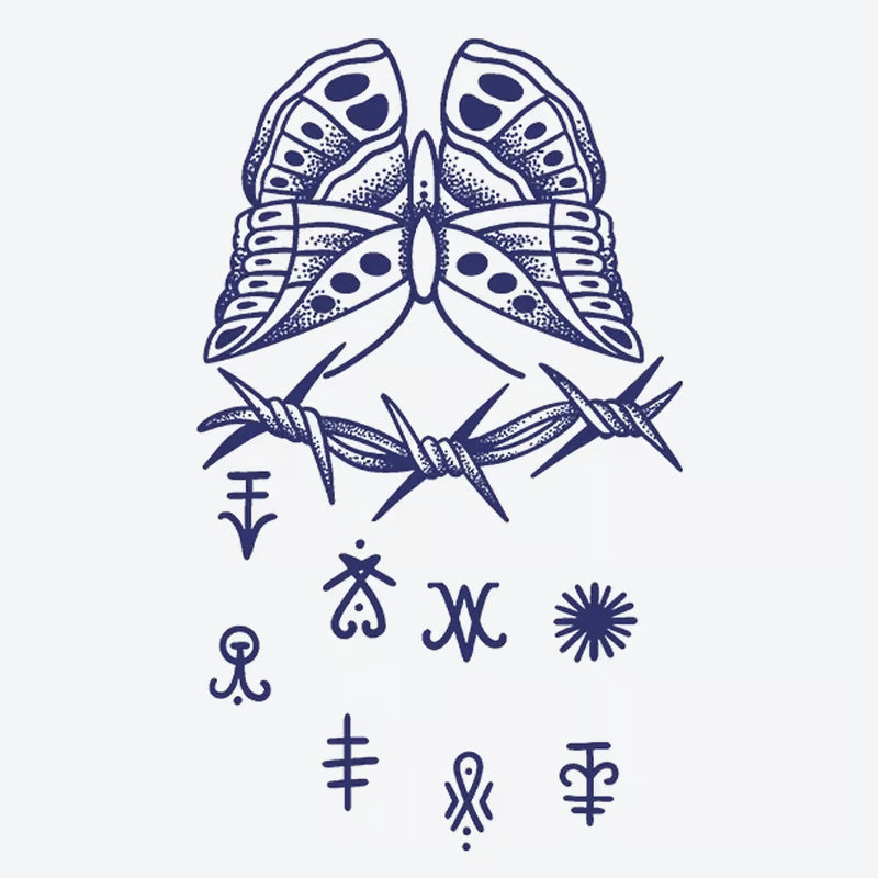 Butterfly Barbed Wire Symbol Series Tattoo