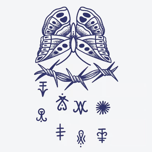 Butterfly Barbed Wire Symbol Series Tattoo