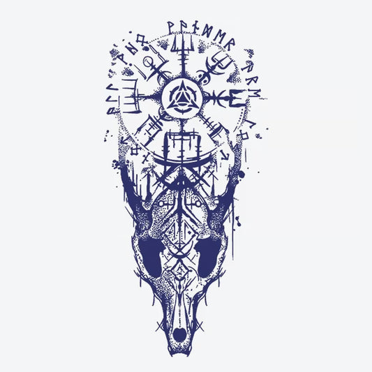 Deer Skull Rune Circuit Tattoo