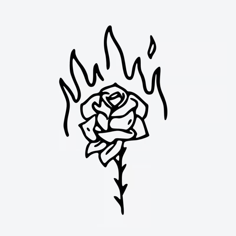 Flaming Rose Tattoo