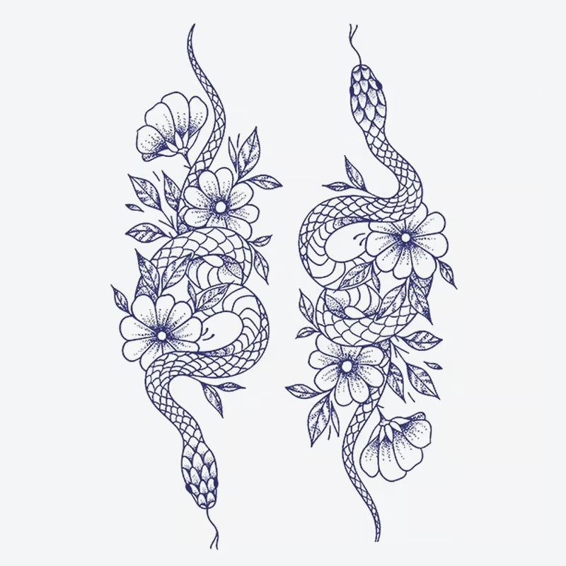 Snake And Flower Tattoo