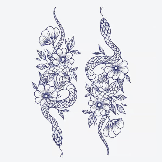 Snake And Flower Tattoo