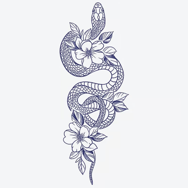 Snake Floral Tattoo