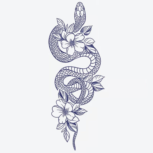 Snake Floral Tattoo