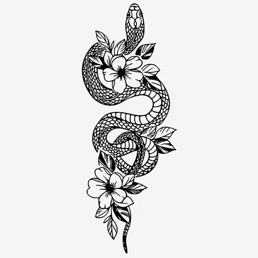 Snake Floral Tattoo
