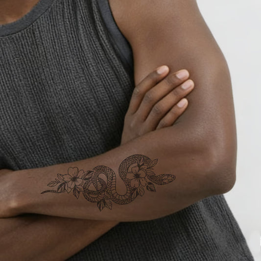 Snake Floral Tattoo