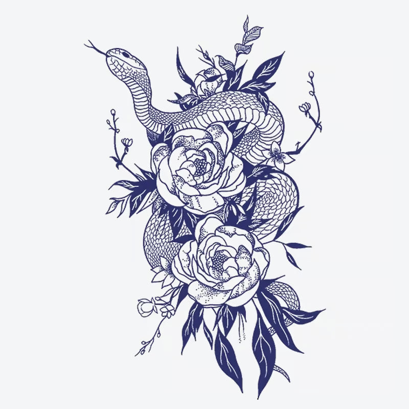 Snake And Roses Tattoo