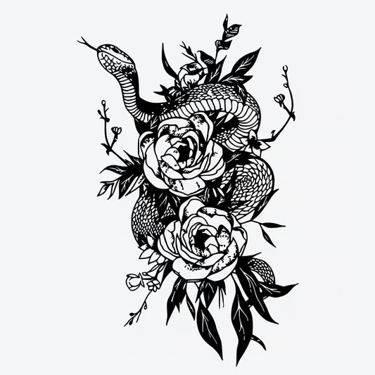 Snake And Roses Tattoo