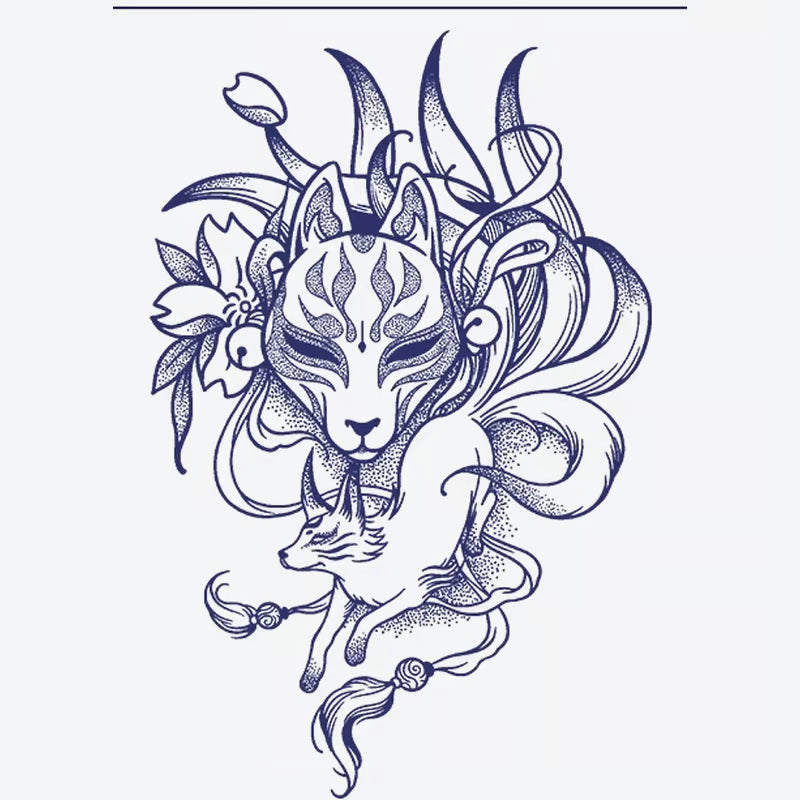 Fox Spirit Floral Tattoo