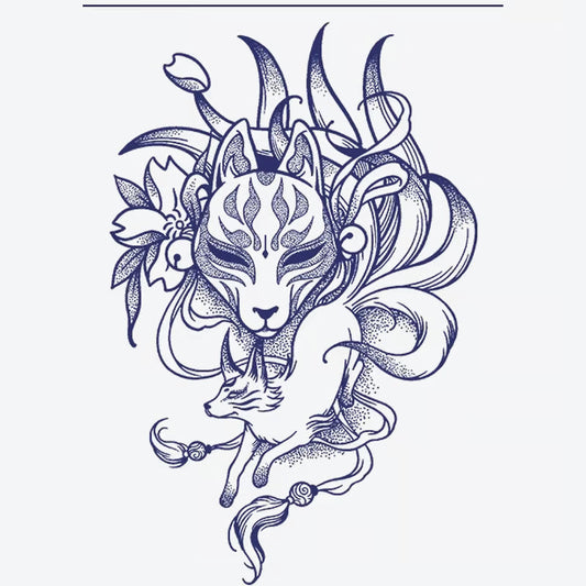 Fox Spirit Floral Tattoo