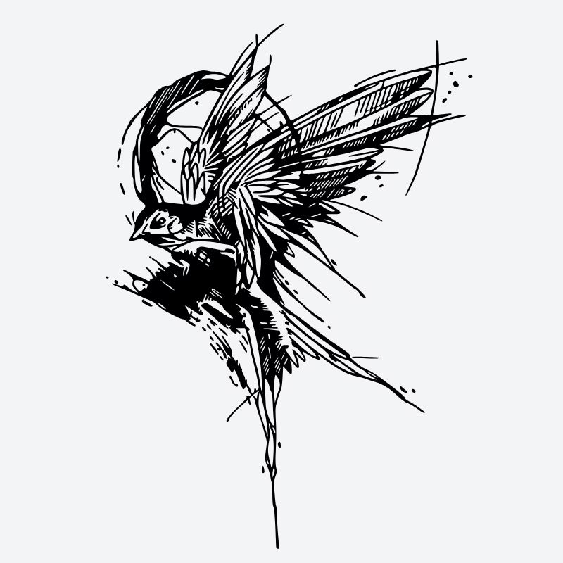 Flying Bird Circle Tattoo