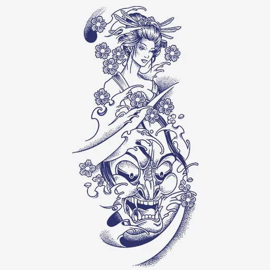 Geisha Demon Floral Tattoo