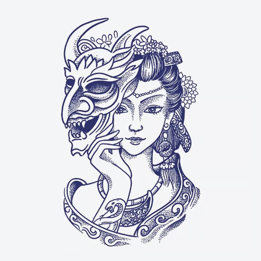 Mask And Woman Tattoo