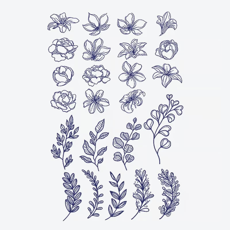 Floral And Leafy Design Tattoo