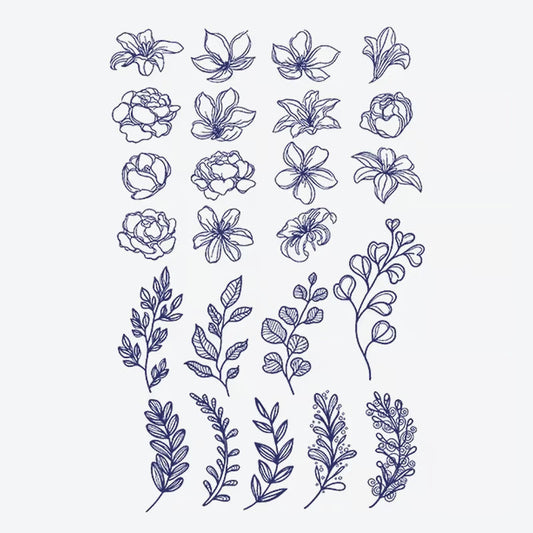 Floral And Leafy Design Tattoo