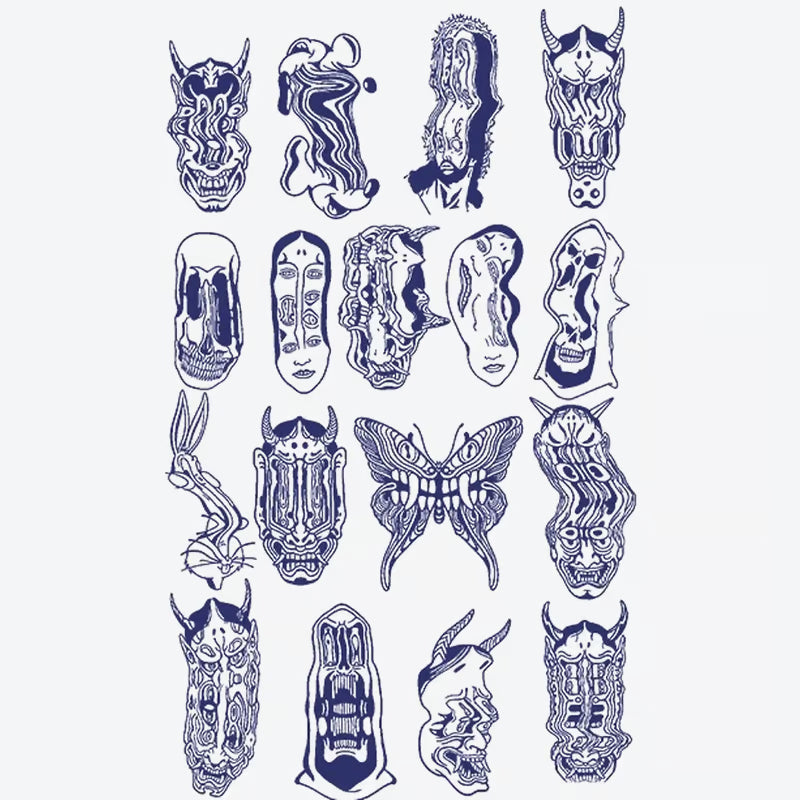 Abstract Faces And Creatures Series Tattoo