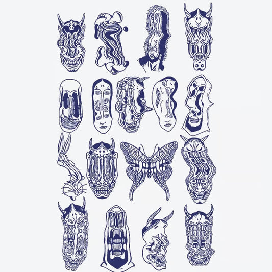 Abstract Faces And Creatures Series Tattoo