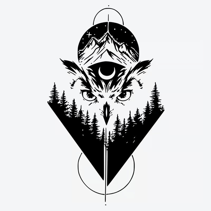 Owl Mountain Eye Tattoo