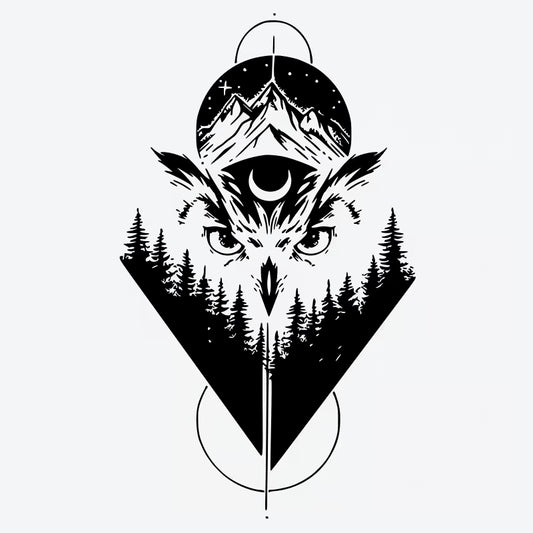Owl Mountain Eye Tattoo