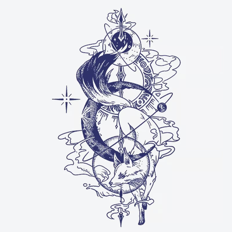 Fox Cosmic Clock Tattoo