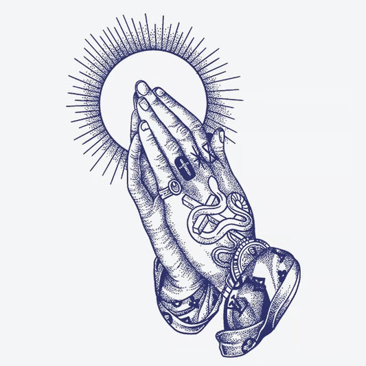 Praying Hands Sunburst Tattoo