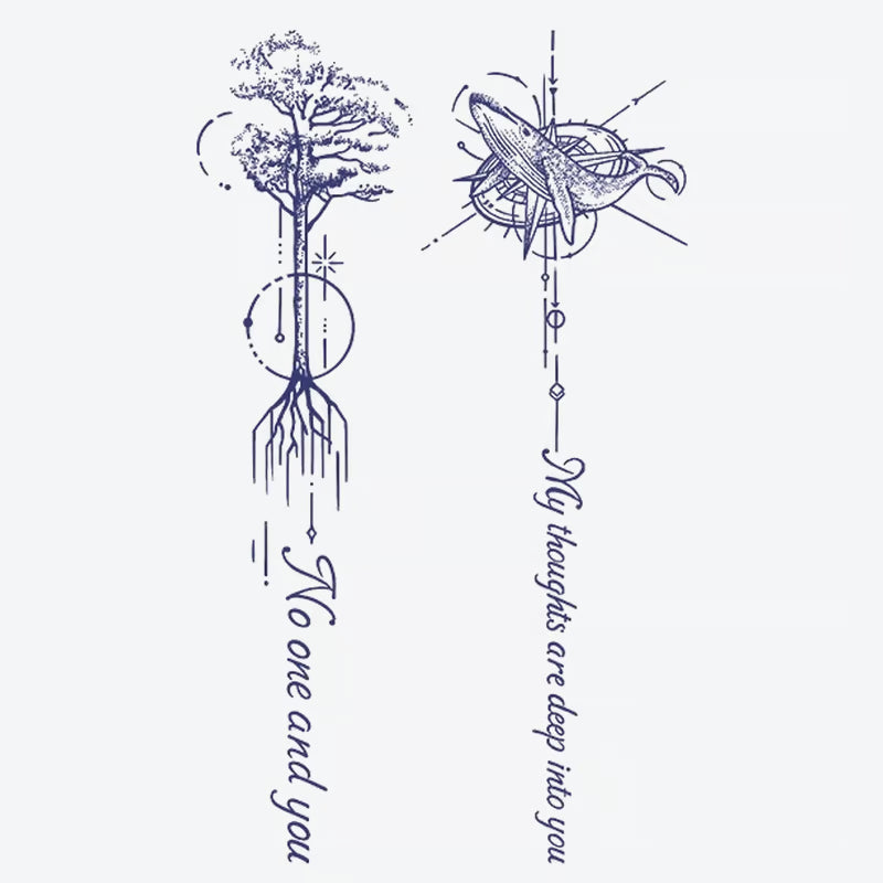 Tree Whale Compass Tattoo