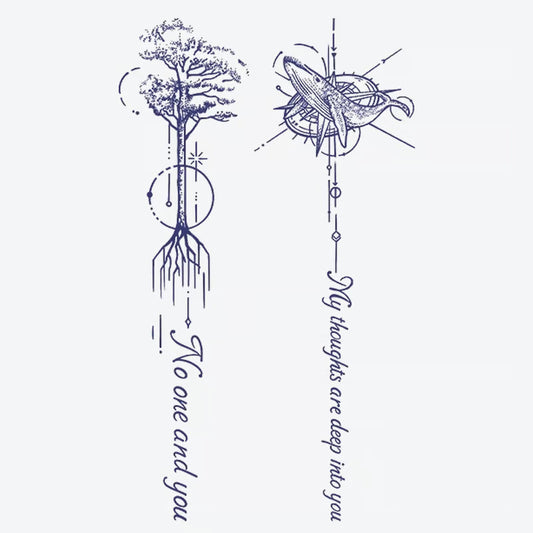 Tree Whale Compass Tattoo