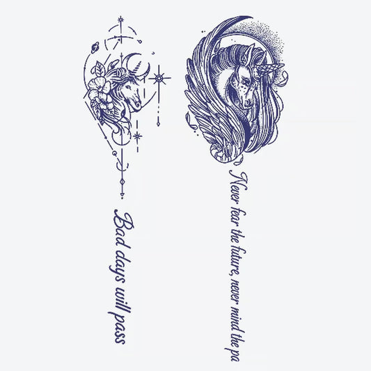 Unicorn Floral Wing Tattoo