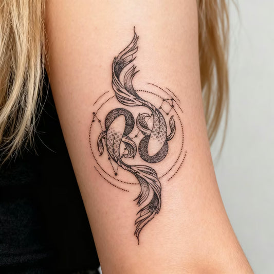 Koi Fish Floral Tattoo