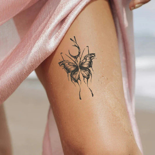 Moon Chasing Butterfly Tattoo