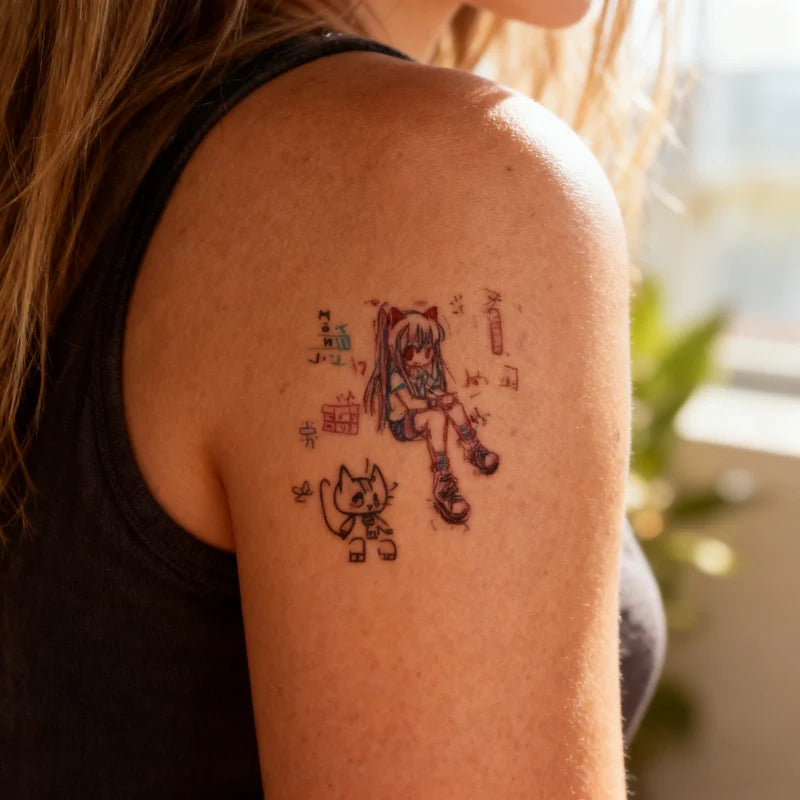 Neon Punk Girl Tattoo