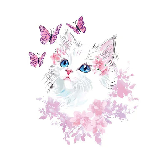 Cat Butterfly Floral Tattoo
