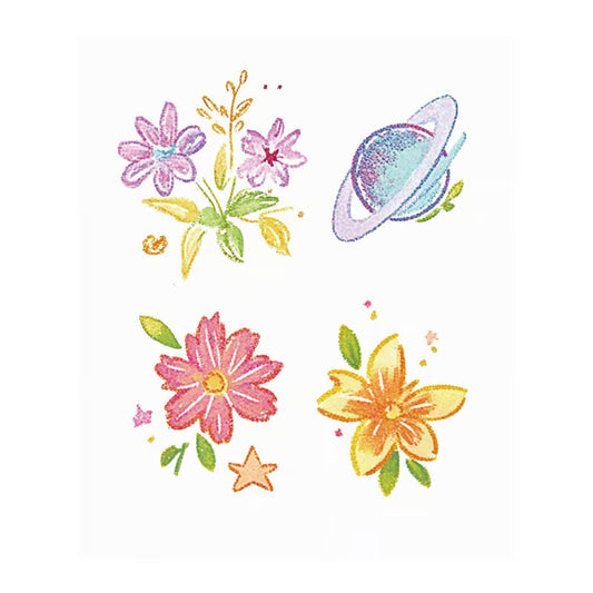 Floral Planet Star Tattoo