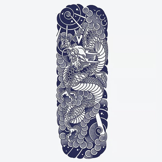 Dragon Waves Moon Tattoo Sleeve Tattoo