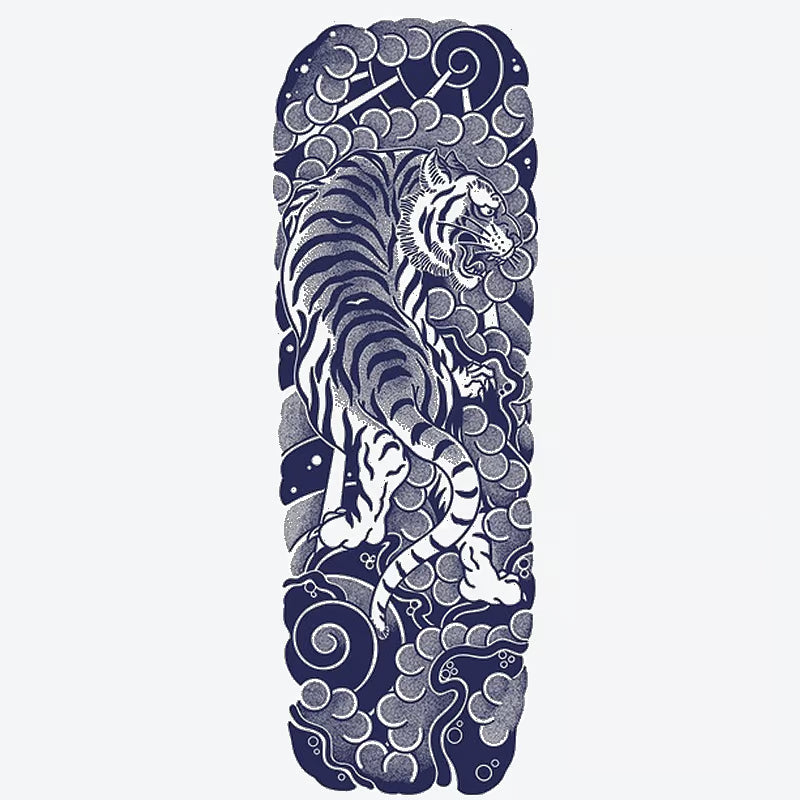 Tiger Wave Sleeve Tattoo