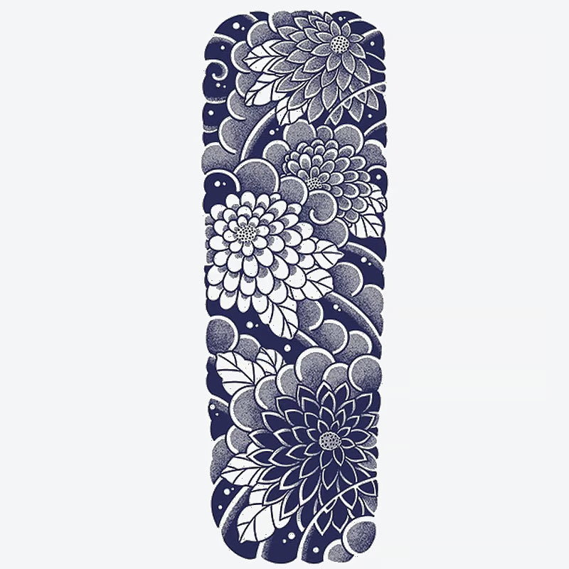 Floral Wave Patterns Sleeve Tattoo