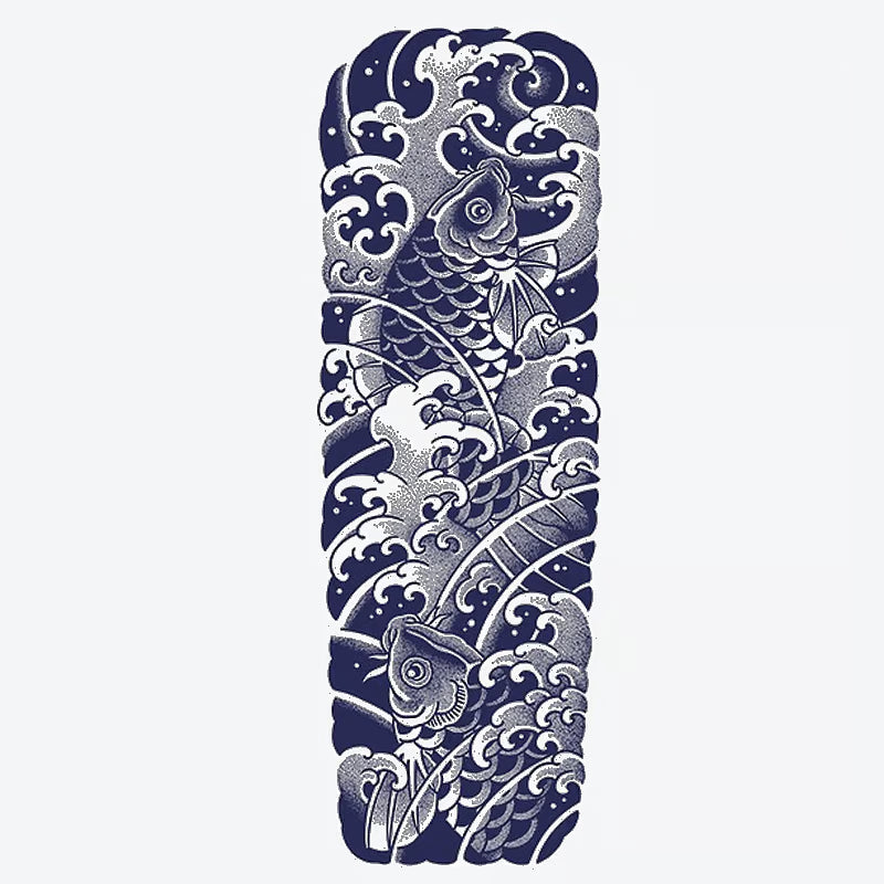 Koi Fish Waves Sleeve Tattoo