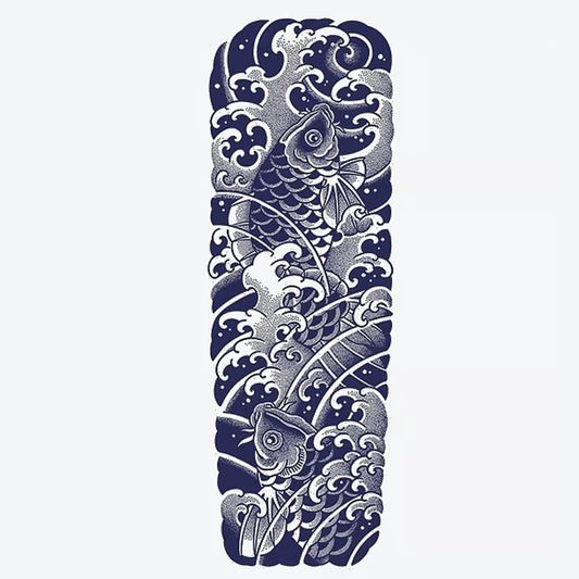 Koi Fish Waves Sleeve Tattoo