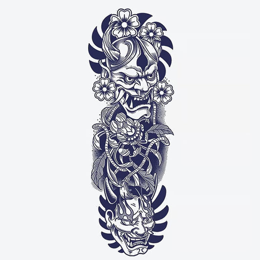 Demon Lotus Flower Sleeve Tattoo