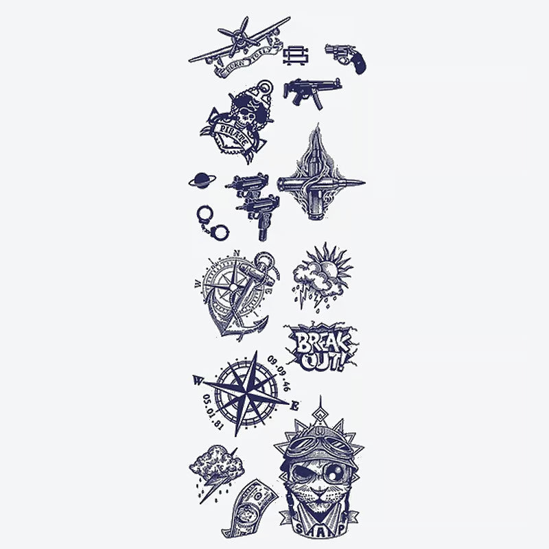 Pirate Compass Gun Series Sleeve Tattoo