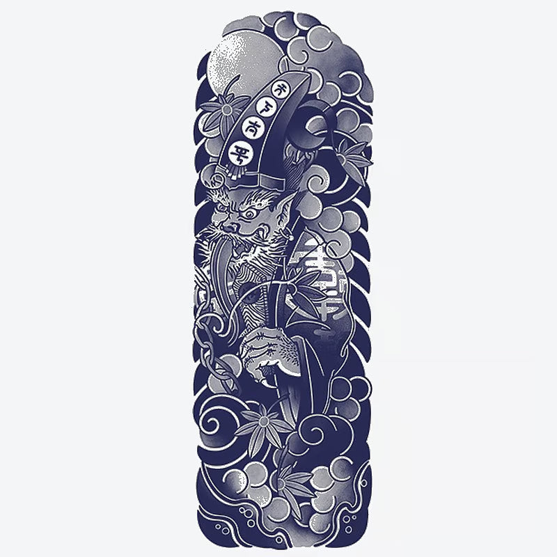 Dragon Samurai Flower Sleeve Tattoo