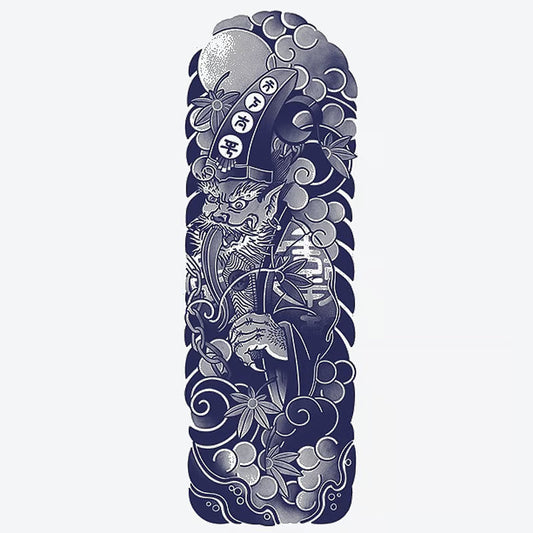 Dragon Samurai Flower Sleeve Tattoo