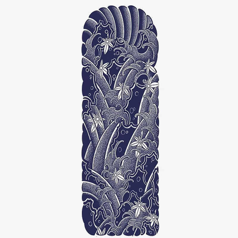 Shell Flower Wave Sleeve Tattoo