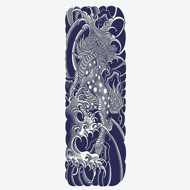 Dragon Wave Sleeve Tattoo