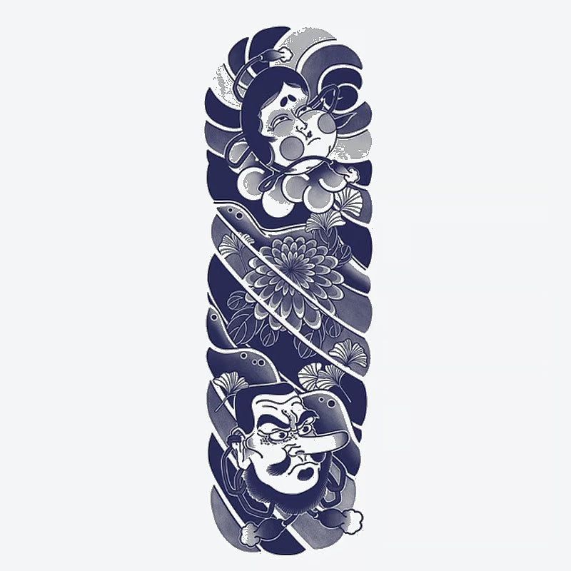 Japanese Iconography Floral Character Sleeve Tattoo