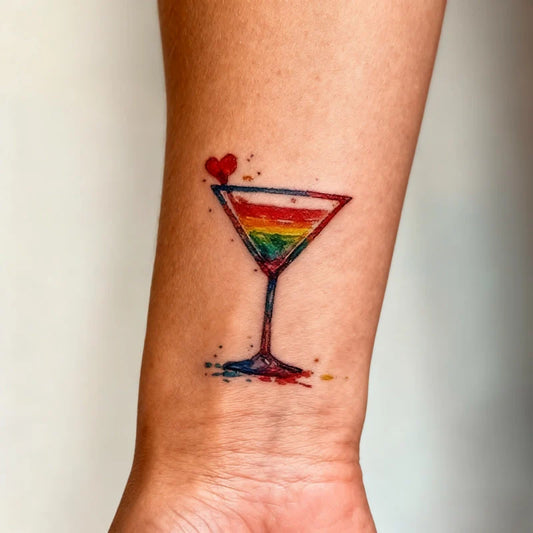 Rainbow Wine Glass Tattoo