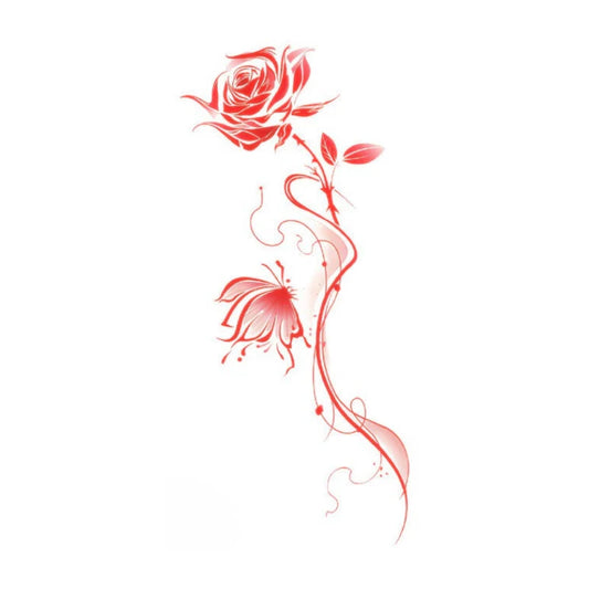 Red Butterfly Rose Tattoo