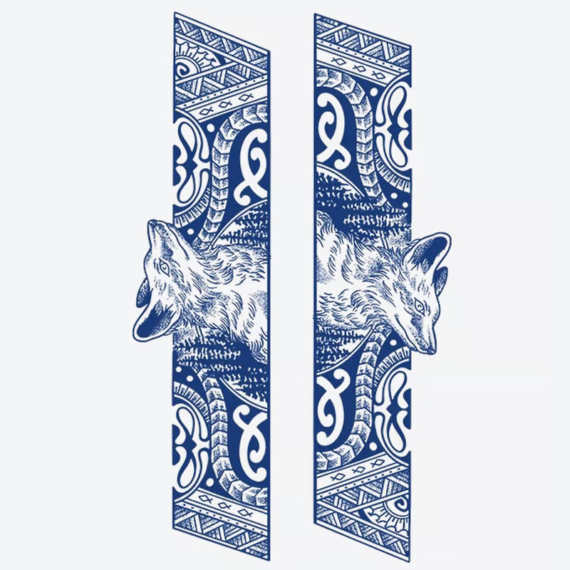 Mystical Fox And Patterns Tattoo